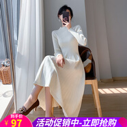 歐貝汐春秋冬氣質(zhì)中長(zhǎng)款過膝毛衣長(zhǎng)裙子內(nèi)搭打底a字針織連衣裙女 駝色 S