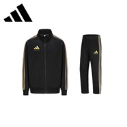 阿迪達(dá)斯 （adidas）運(yùn)動(dòng)套裝男春季外套長褲兩件套跑步運(yùn)動(dòng)套裝 黑金（直筒褲） L