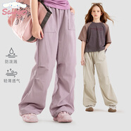 Hello Kitty女童褲子夏季輕薄工裝褲大童休閑傘兵褲防蚊運(yùn)動(dòng)褲 Z1287粉紫 160