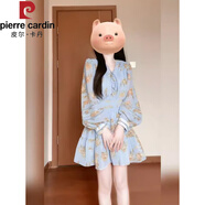皮爾卡丹（pierre cardin）微胖mm法式浪漫v領(lǐng)碎花雪紡襯衫連衣裙女春夏海邊度假溫柔風(fēng)短裙 連衣裙 松緊腰 現(xiàn)貨 S 【80-90斤】
