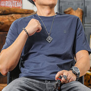 季言百搭短袖男款夏季簡約圓領(lǐng)百搭 休閑體恤男冰感透氣莫代爾棉上衣 湛藍(lán)色 冰感莫代爾棉 XL （適合150-165斤）