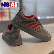 MBAE品牌輕奢男鞋2025秋季新款反絨皮面板鞋男百搭舒適休閑運(yùn)動(dòng)鞋子男 藍(lán)紅 -高端男鞋 38 -皮鞋碼,偏大