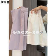伊琦蕾（YIQILEI）夏季溫柔系穿搭女2025新款慵懶風時尚短袖襯衫簡約百搭短褲兩件套 【單件】短褲 M 【建議95-105斤】