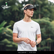 薩拉維夫重磅雙面T恤短袖男夏季圓領(lǐng)薄款體恤衫微闊男裝寬松 冰霜白 M 170