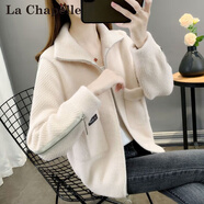 拉夏貝爾（La Chapelle）短外套女裝2025年春秋季新款上衣小個(gè)子小香風(fēng)外套衣服針織夾克女 米白 L