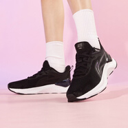 李寧（LI-NING）女鞋跑步鞋女輕便單網(wǎng)透氣網(wǎng)面運動鞋休閑旅游鞋 黑色/月表灰（越影） 40