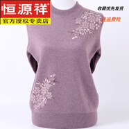 恒源祥老年人冬裝女媽媽加厚毛衣半高領(lǐng)套頭羊毛衫奶奶裝針織打底衫上衣 淺紫色 4XL