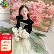G.DUCK KIDS童裝女童裙子秋冬加絨兒童安娜公主裙高端生日禮服女孩網(wǎng)紗蓬蓬裙 加絨 100碼建議90-100cm3-4歲