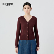 深呼吸DEEP BREATH女裝V領(lǐng)天絲三醋酸蔥紗針織開衫女A400713 安可拉紅 S (2)