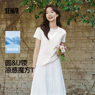 森馬（Semir）短袖t恤女短款合體顯瘦正肩內(nèi)搭25夏涼感修身打底衫109325100001