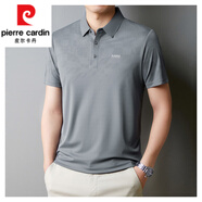 皮爾卡丹（pierre cardin）涼感短袖T恤男中年休閑上衣商務(wù)免燙POLO衫爸爸寬松夏裝新款體恤 灰蘭 M 165-