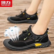 回力(Warrior) 男鞋夏季透氣鏤空運動(dòng)鞋薄款軟底休閑網(wǎng)鞋 H312C黑色42