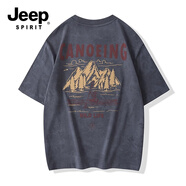 JEEP SPIRIT吉普短袖t恤男夏季潮牌寬松印花男裝潮流百搭涼爽抗皺復(fù)古上衣 深灰色 M