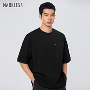 MARKLESS莫代爾空氣層云感t恤男夏季新款透氣寬松男士短袖 5651  黑色 L