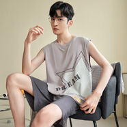 少年情話睡衣男莫代爾冰絲夏季短袖卡通青年大碼學(xué)生夏天家居服套裝可外穿 YG1436 L 男100-135斤