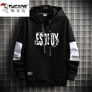 啄木鳥(niǎo)（TUCANO）連帽衛衣男士春秋款潮流百搭打底長(cháng)袖上衣服情侶套頭衫青少年男裝 8321黑色春款 XL （125斤左右）