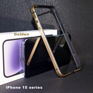 品怡 適用蘋(píng)果15Pro max金屬邊框iPhone15手機殼防摔16E個(gè)性創(chuàng  )意潮 金色 iPhone16E