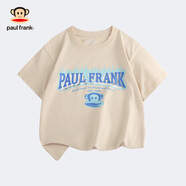 大嘴猴（paul frank）大嘴猴童裝純棉短袖T恤夏季新款休閑寬松可愛男女童舒適百搭上衣 428B淺卡其 140