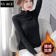 NY-RCE半高領(lǐng)打底衫女內搭春秋新款秋冬女裝長(cháng)袖t恤薄款上衣 1DD009R黑色（德絨加絨） L