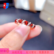 KHSK天然石榴石戒指女S925純銀鑲嵌鉆石時(shí)尚活口排戒多粒指環(huán)生日禮物 藤曼紅寶石-玫瑰金色戒指 開(kāi)口