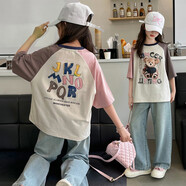 女童夏季套裝2025新款洋氣大童純棉短袖t恤夏裝兒童牛仔褲兩件套 套裝【T恤+褲子】買套裝更實(shí)惠 160