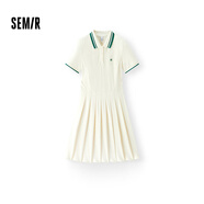 森馬（Semir）[商場(chǎng)同款]連衣裙女撞色polo領(lǐng)夏季2025學(xué)院風(fēng)百褶裙101325114051