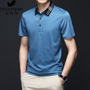 富貴鳥（FUGUINIAO）夏季純色短袖t恤Polo衫男無痕翻領(lǐng)商務(wù)休閑上衣高端彈力免燙半袖 蘭色 S 165/80A