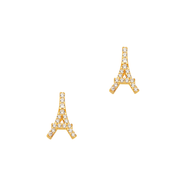 GTM女明星同款埃菲爾鐵塔耳釘輕奢小眾耳飾原創(chuàng  )設計925純銀飾品 金色
