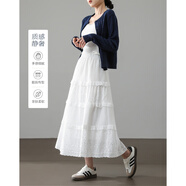 德瑪納【香草奶油】春季日系仙女蛋糕裙藏肉松緊腰花邊A字中長(cháng)女半身裙