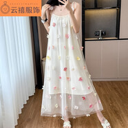 君瑞思實(shí)拍立體花朵吊帶禮服裙法式小眾設(shè)計(jì)感訂婚出閣輕婚紗修身顯瘦裙 圖片色 S