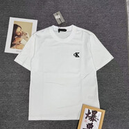 Calvin Klein2025ck運動(dòng)浮雕短袖圓領(lǐng)夏季男女純棉寬松刺繡休閑字母情侶T 白色/后背大logo XL 120-140斤