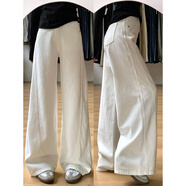 趣米樂(lè )白色闊腿彎刀牛仔褲女秋季新款小個(gè)子高級感寬松垂感高腰直筒長(cháng)褲 白色 M 【建議95-105斤】