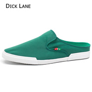 DICK LANE 迪克.雷恩品牌半拖鞋男2025夏季新款百搭外穿冰絲帆布鞋懶人一腳蹬休閑鞋男 綠色 38