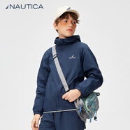 NAUTICA/諾帝卡童裝 男童女童春夏季短褲兒童運(yùn)動(dòng)五分褲輕量大童套裝 藏青-外套 170
