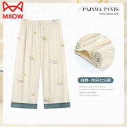 貓人（MiiOW）睡褲女2025年新款純.棉夏季薄款七分褲休閑單件大碼家居褲女外穿 5240# M 【建議80-100斤】