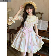 詩(shī)丹蕊日系初夏甜美小清新學(xué)院風(fēng)少女感別致泡泡袖蝴蝶結收腰系帶連衣裙 粉腰帶 均碼 【可備注碼數】