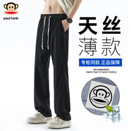 大嘴猴（paul frank）牛仔褲男夏季天絲涼感牛仔褲寬松直筒褲男士薄款褲子 黑色 L