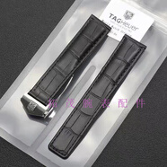 GIOIO泰格豪雅原裝款真皮手表帶男士卡萊拉摩納哥傳承折疊扣20MM 黑色銀扣 20