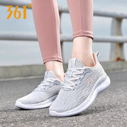 361°女鞋運動(dòng)鞋2025夏季新款透氣跑步鞋子女士輕便軟底減震跑鞋休閑鞋 光子灰/柔粉色 39