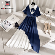 AEMAPE微胖女生穿搭女裝法式小眾設計拼接學(xué)生襯衣裙2025新品連衣裙 撞色 3XL 【建議140-160斤】