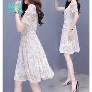 綠夕（REAXUR）碎花連衣裙子夏天女裝2025夏季新款小個(gè)子衣服氣質(zhì)溫柔風(fēng)收腰顯瘦 圖片色 L