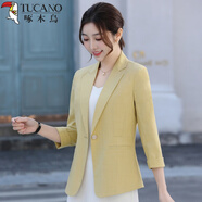 啄木鳥(niǎo)（TUCANO）專(zhuān)柜小西裝外套女2026春夏氣質(zhì)修身顯瘦薄款百搭感小西服 淺黃色 L