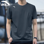 安踏（ANTA）短袖t恤男2025夏季冰絲速干寬松透氣運動(dòng)服圓領(lǐng)半袖上衣健身服男 7114-7深井灰 M 170