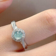 KZD999純銀足銀轉運珠藍水戒指女冰種玉髓感時(shí)尚百搭輕奢食指戒 簡(jiǎn)約opp袋同款 轉運藍水鉆戒指同款