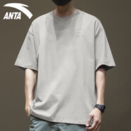 安踏（ANTA） 短袖男t恤男裝上裝春夏季新款純棉潮流針織彈力透氣漸變字母圓領 -7原木色 L 175