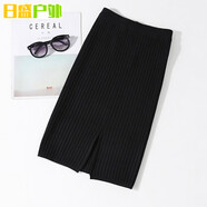 何佳功半身裙女童女童毛線半身裙春秋款洋氣針織短裙寶寶百褶裙包臀裙直 赫本黑-毛線半身裙 秋冬款 100 (建議高90左右)