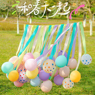 全品屋 春游野餐彩色小雛菊太陽(yáng)花笑臉氣球掛布場(chǎng)景布置帶桿生日派對 彩色郊游派對套餐