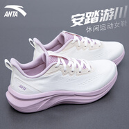 anta kids安踏跑步鞋女鞋漫步2運(yùn)動鞋女款2025夏季新款透氣減震皮面跑鞋女 5514-1象牙白/淡柔粉【游川】 39 (內(nèi)長247mm)