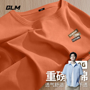 GLM敖瑞鵬代言t恤男生夏季2025純棉寬松打底衫男款圓領(lǐng)吸汗透氣體恤 橘#PGL希望標 M