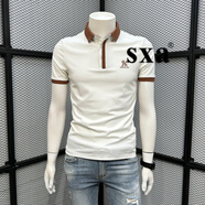 SXA香港潮牌短袖撞色POLO衫男2025夏季新款時(shí)尚青年百搭字母打底衫 白色 M
